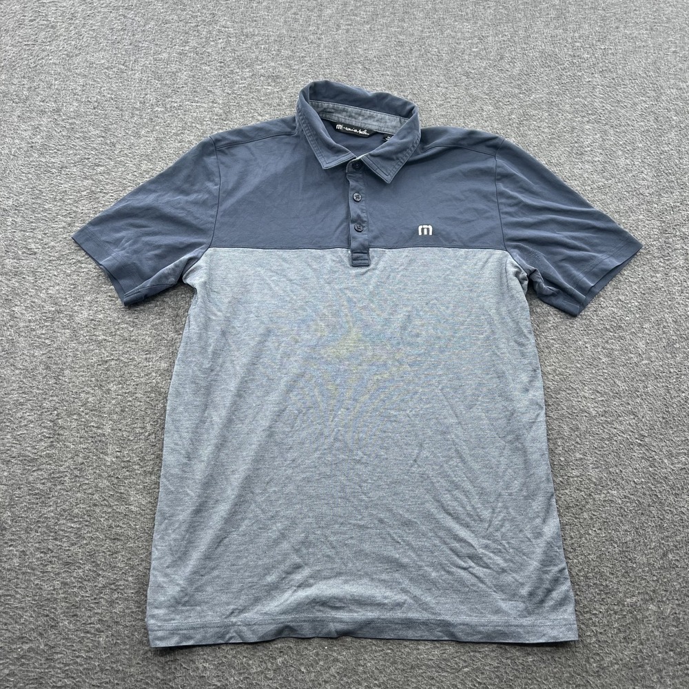 Travis Mathew Split Polo Shirt Mens M Performance Golf Two Tone Outdoor *FLAWS